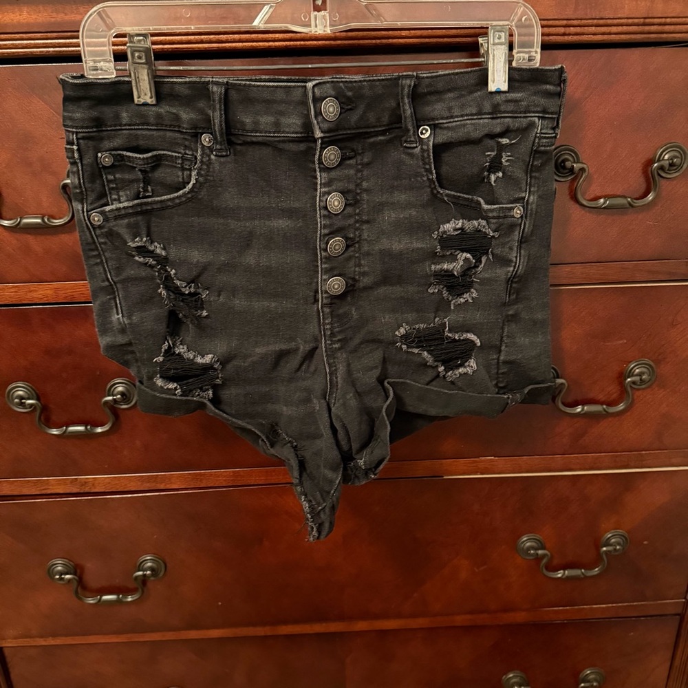 American Eagle Outfitters Black Distressed Jean Shorts